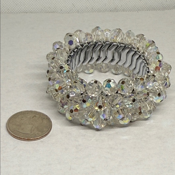 Vintage Aurora Borealis Beaded Stretch watch Bracelet fits many sizes cha cha - Picture 7 of 16